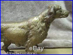 Antique Hubley Cast Iron English Setter Hunting Pointer Dog Doorstop old gold