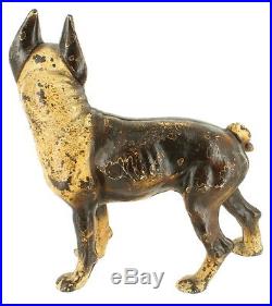 Antique Hubley Cast Iron Figural Boston Terrirer Dog Statue Doorstop Brown 9