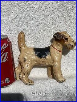 Antique Hubley Cast Iron Fox Terrier Dog Art Statue Sculpture Doorstop