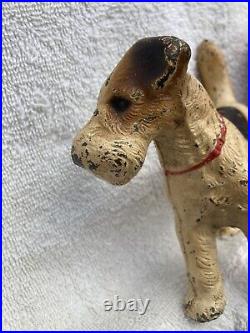 Antique Hubley Cast Iron Fox Terrier Dog Art Statue Sculpture Doorstop