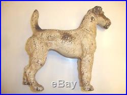 Antique Hubley Cast Iron Fox Terrier Dog Doorstop Extra Rare Front Facing Large