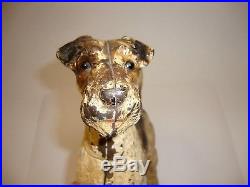 Antique Hubley Cast Iron Fox Terrier Dog Doorstop Extra Rare Front Facing Large