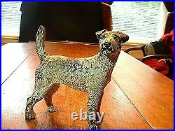 Antique Hubley Cast Iron Fox Terrier Dog With Original Paint