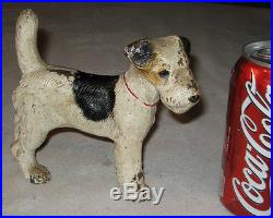 Antique Hubley Cast Iron Fox Terrier Toy Dog Art Home Garden Statue Doorstop