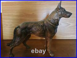 Antique Hubley Cast Iron German Shepard Dog Doorstop Figure Statue