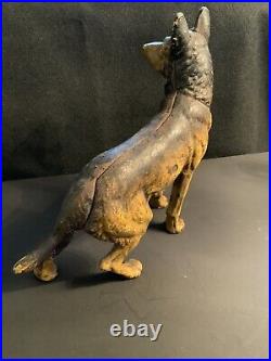 Antique Hubley Cast Iron German Shepard Dog Sculpture / Door Stopper