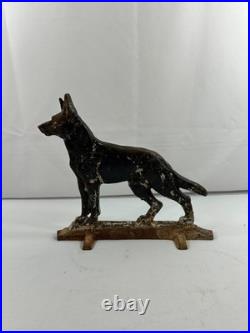 Antique Hubley Cast Iron German Shepherd Dog 13 Doorstop Original Paint