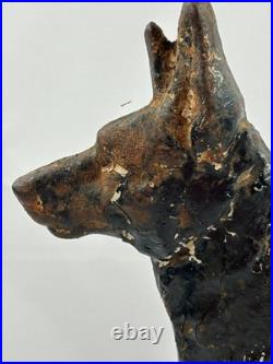 Antique Hubley Cast Iron German Shepherd Dog 13 Doorstop Original Paint