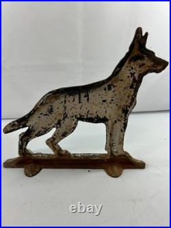 Antique Hubley Cast Iron German Shepherd Dog 13 Doorstop Original Paint