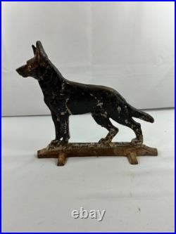 Antique Hubley Cast Iron German Shepherd Dog 13 Doorstop Original Paint