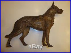 Antique Hubley Cast Iron German Shepherd Dog Doorstop X Rare Large Front Facing