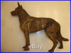 Antique Hubley Cast Iron German Shepherd Dog Doorstop X Rare Large Front Facing