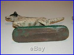 Antique Hubley Cast Iron Hunting Fishing Dog Art Statue Bookends (2) Doorstops