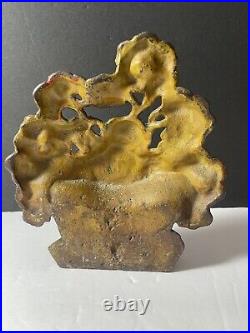 Antique Hubley Cast Iron Nasturtiums Flower Basket Doorstop Original Paint Antique Hubley Cast Iron Nasturtiums Flower Basket Doorstop Original Paint