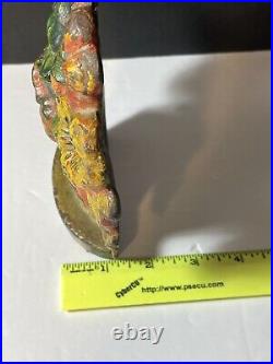 Antique Hubley Cast Iron Nasturtiums Flower Basket Doorstop Original Paint Antique Hubley Cast Iron Nasturtiums Flower Basket Doorstop Original Paint