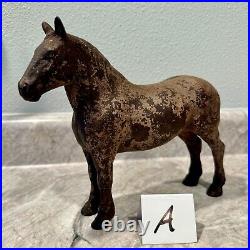 Antique Hubley Cast Iron Percheron Dappled Gray Horse Doorstop (A)