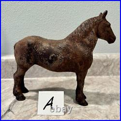 Antique Hubley Cast Iron Percheron Dappled Gray Horse Doorstop (A)