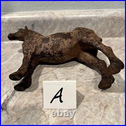 Antique Hubley Cast Iron Percheron Dappled Gray Horse Doorstop (A)