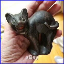 Antique Hubley Cast Iron Rare Find Halloween Cat Doorstop / Paperweight. Nr