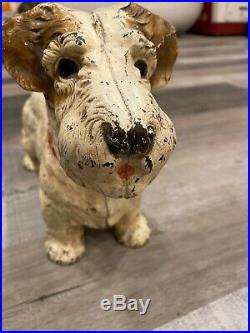 Antique Hubley Cast Iron Sealyham Terrier Dog Art Statue Home Garden Door Stop