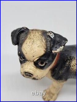 Antique Hubley Cast Iron Standing Boston Terrier Pup Book End