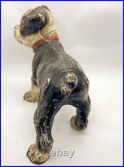 Antique Hubley Cast Iron Standing Boston Terrier Puppy Door Stop RARE LEFT Pose