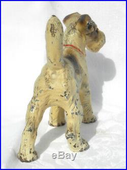 Antique Hubley Cast Iron Standing Fox Terrier Dog Doorstop or Bookend #1