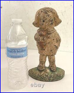 Antique Hubley Cast iron Doorstop Girl with Teddy Bear