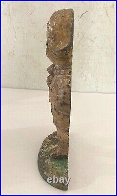 Antique Hubley Cast iron Doorstop Girl with Teddy Bear