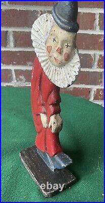 Antique Hubley Clown 2-sided doorstop, painted, 10 1/2 inches tall, 5+ lbs