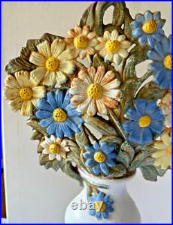 Antique Hubley Cosmos in Vase Large Cast Iron Doorstop 17 3/4