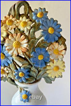 Antique Hubley Cosmos in Vase Large Cast Iron Doorstop 17 3/4