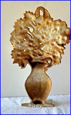 Antique Hubley Cosmos in Vase Large Cast Iron Doorstop 17 3/4