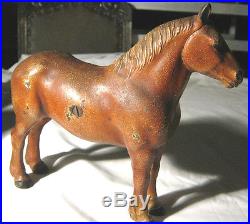 Antique Hubley Country Farm Art Cast Iron Percheron Draft Horse Statue Doorstop