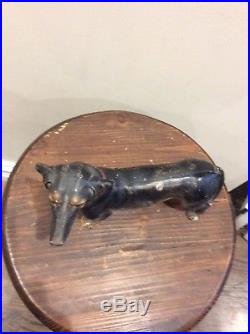Antique Hubley Dachshund Cast Iron Dog Doorstop Art Statue Metal Sculpture USA