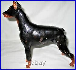 Antique Hubley Doberman Pinscher Cast Iron Dog Art Statue Home Door Doorstop