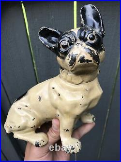 Antique Hubley Doorstop Cast Iron French Bulldog Great Paint Scarce