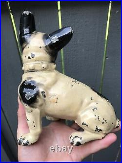Antique Hubley Doorstop Cast Iron French Bulldog Great Paint Scarce