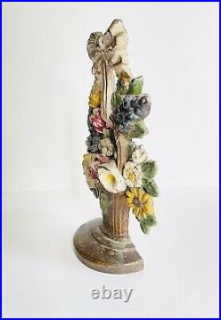 Antique Hubley Flower Basket Door Stop # 189 Spring Floral VTG Old Cast Iron USA