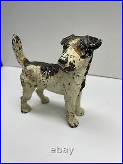 Antique Hubley Fox Terrier Cast Iron Dog Art Statue Sculpture Home Doorstop