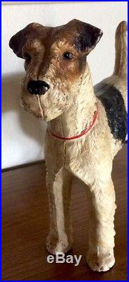 Antique Hubley Fox Terrier Dog Cast Iron Doorstop 11 X 10