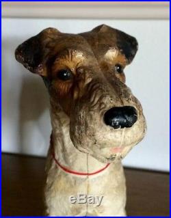 Antique Hubley Fox Terrier Dog Cast Iron Doorstop 11 X 10