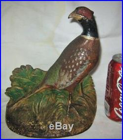 Antique Hubley Fred Everett Cast Iron Hunting Pheasant Bird Art Statue Doorstop