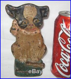 Antique Hubley G. Drayton Boston Terrier Imp Cast Iron Bone Dog Statue Doorstop