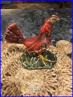Antique Hubley Gamecock Cast Iron Doorstop Antique Rooster Rare