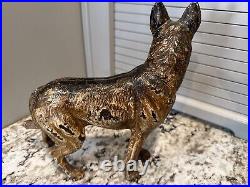Antique Hubley German Shepherd Dog Cast Iron Door Stop 9.25H 10L Original