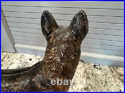 Antique Hubley German Shepherd Dog Cast Iron Door Stop 9.25H 10L Original