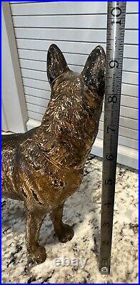 Antique Hubley German Shepherd Dog Cast Iron Door Stop 9.25H 10L Original