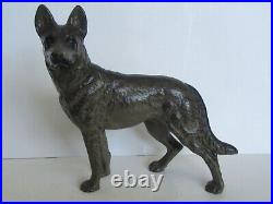 Antique Hubley German Shepherd Dog Cast Iron Door Stop (Great Paint)