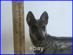 Antique Hubley German Shepherd Dog Cast Iron Door Stop (Great Paint)